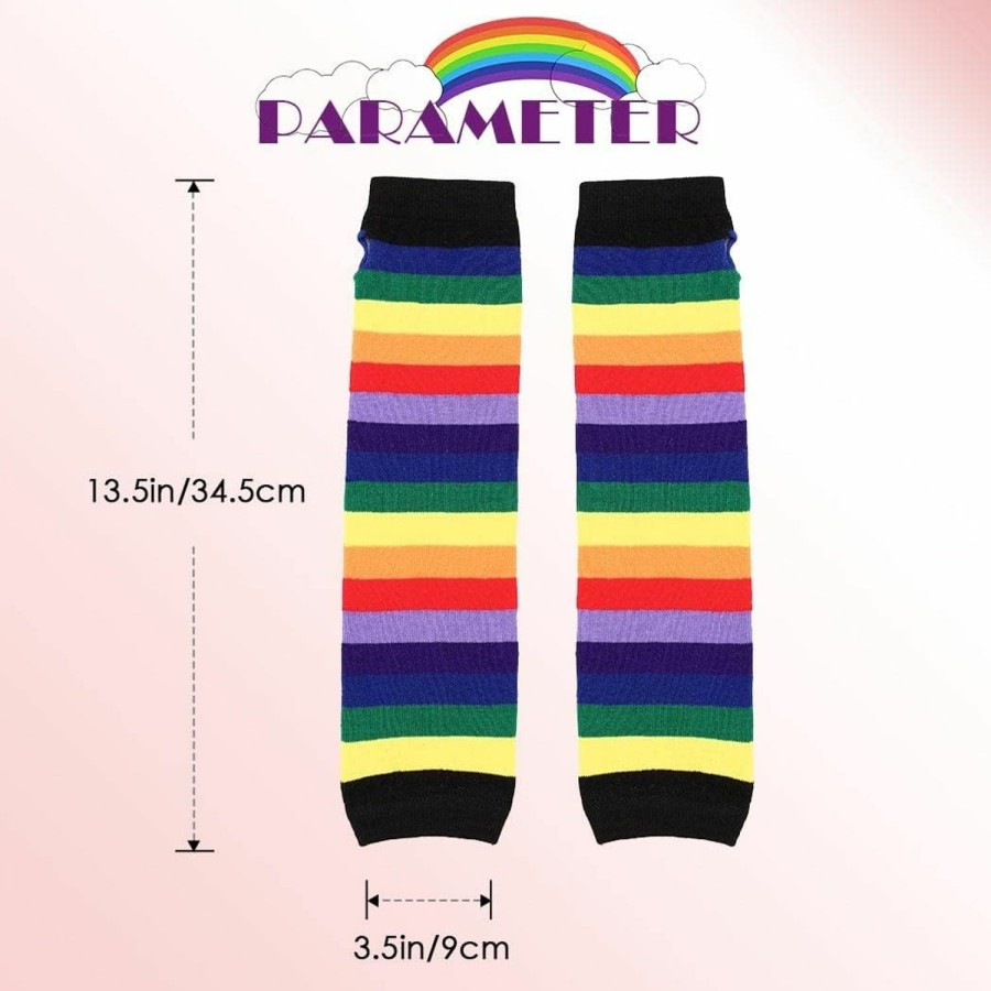 Yikisdy Yikisdy Rainbow Stripe Fingerless Gloves Long Knit Arm Warmers Elastic Lgbt Rainbow Gay Pride Glove Costume For Women And Man Online