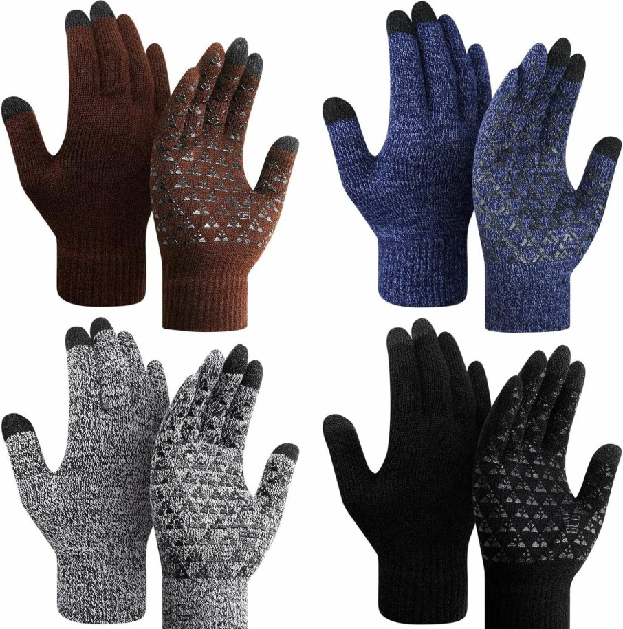 SATINIOR Winter Gloves For Men 4 Pairs Touch Screen Texting Warm Gloves Fleece Lined Thermal Cold Weather Gloves For Men Wholesale