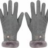 ZGMYC Zgmyc Women Soft Suede Cold Weather Gloves Cute Cat Fleece Lined Winter Thermal Mittens With Faux Fur Cuff Online