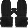 Yolev Women'S Winter Mittens Knit Warm Mittens Thermal Fleece Lining Gloves Thick Knitted Fingerless Gloves Cold Weather Gifts For Christmas Best