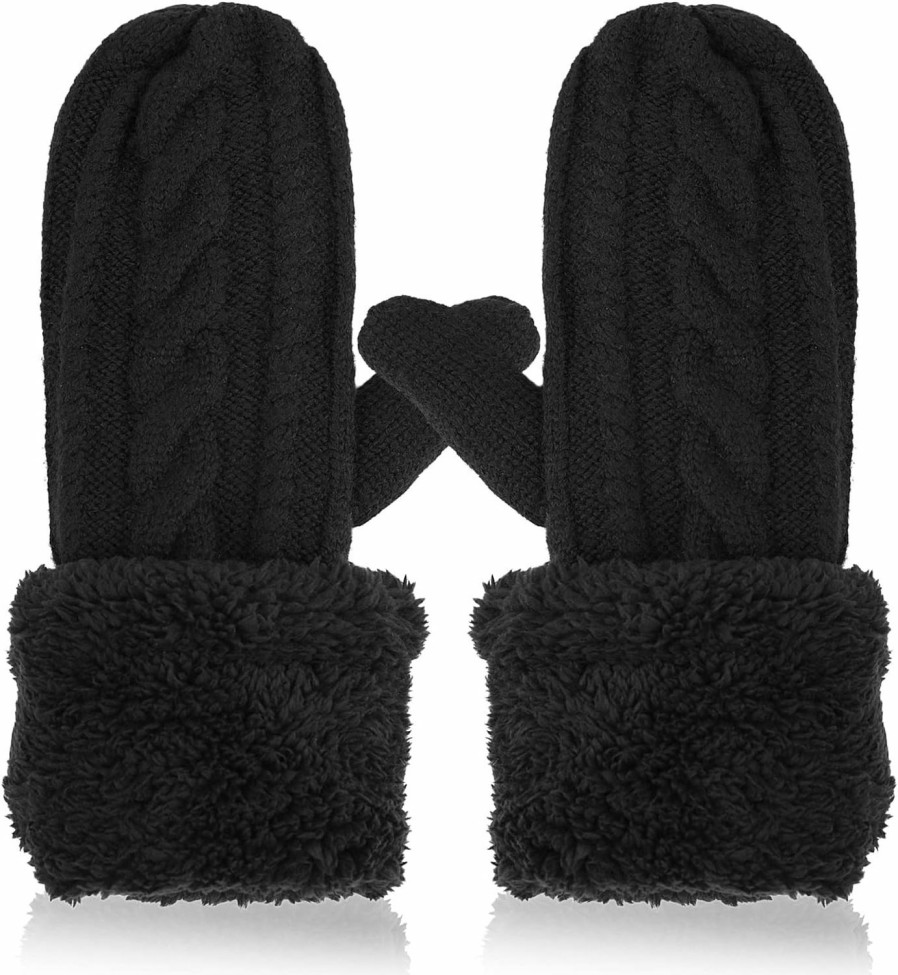 Yolev Women'S Winter Mittens Knit Warm Mittens Thermal Fleece Lining Gloves Thick Knitted Fingerless Gloves Cold Weather Gifts For Christmas Best