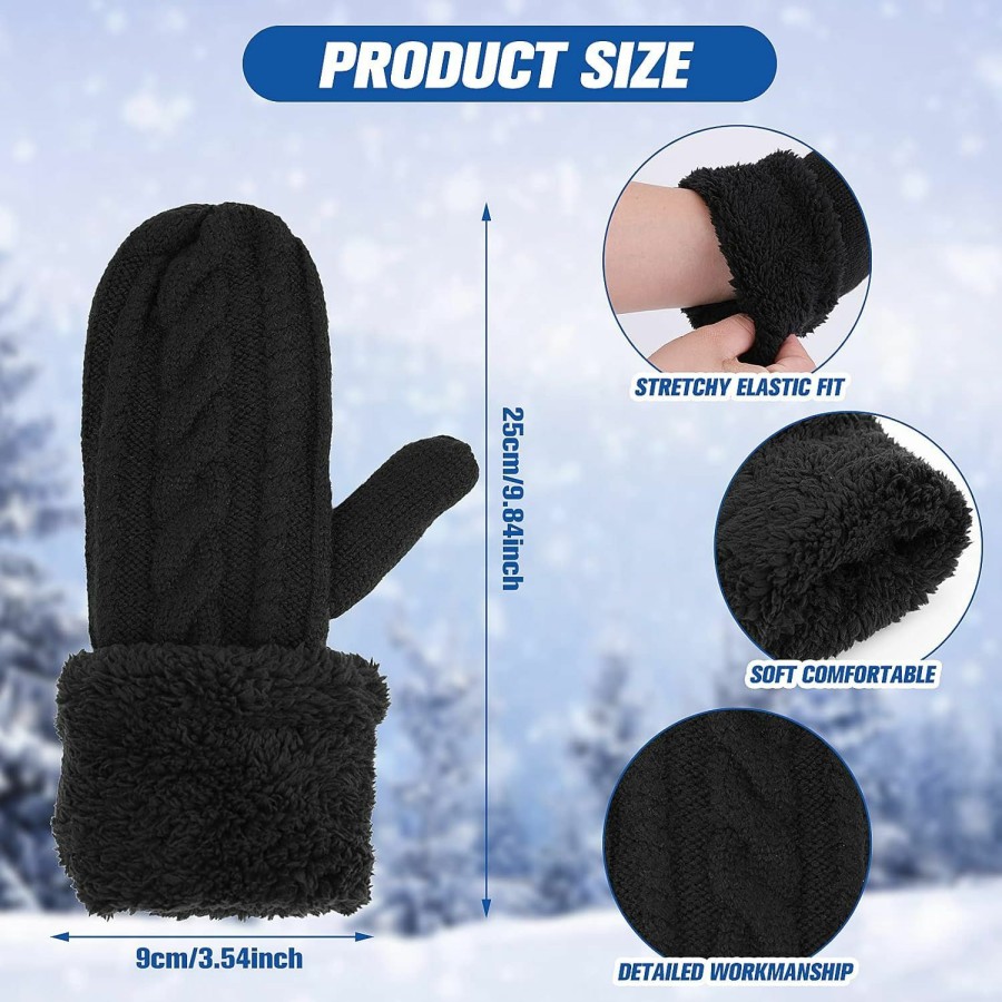 Yolev Women'S Winter Mittens Knit Warm Mittens Thermal Fleece Lining Gloves Thick Knitted Fingerless Gloves Cold Weather Gifts For Christmas Best