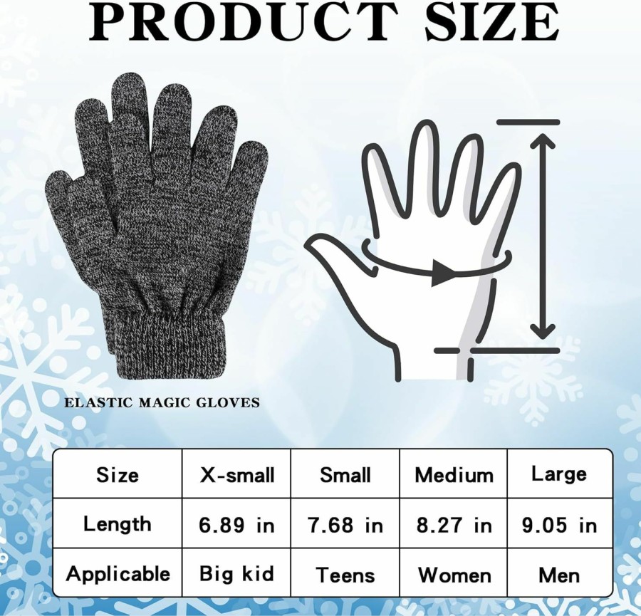 Glooarm 16 Pairs Winter Gloves For Men Women Knit Stretchy Warm Gloves Adult Magic Gloves Bulk Pack Best