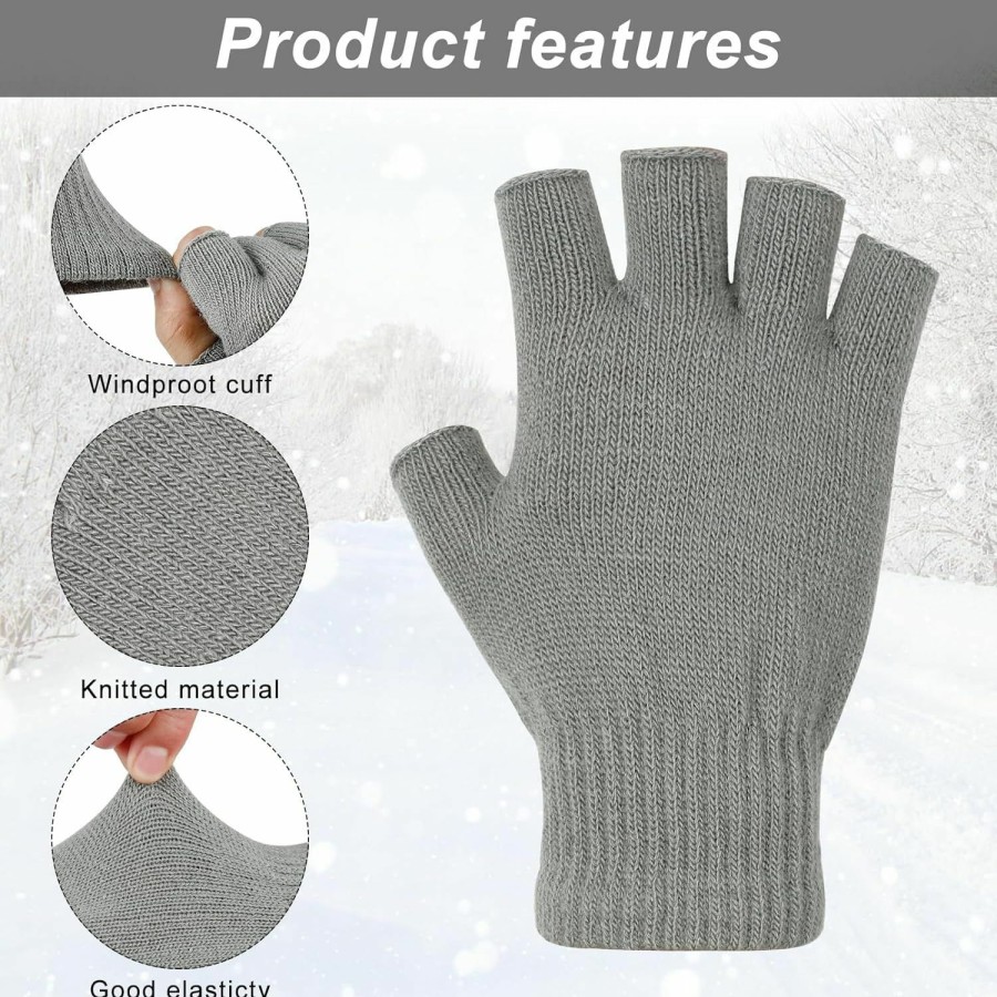 Sumfox Sumfox 4 Pairs Black Fingerless Gloves For Women Men Uni Half Finger Gloves Knit Gloves Winter Stretchy Gloves Wholesale