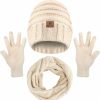 MAYLISACC Maylisacc Womens Hats Winter 3 Pcs Oversized Knit Slouchy Beanie Long Scarf Touchscreen Gloves Wholesale