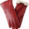 FEIQIAOSH Winter Leather Gloves For Women, Premium Sheepskin Warm Gloves For Cold Weather, Fleece Lining Touch Screen Glove New