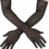 Luwint Luwint Extra Long Tulle Mesh Gloves, Leopard Print 21 Inch Over Elbow Length Full Finger Silk Sheer Sun Protection Gloves For Opera Party Costume Wedding Elegant (Black) Best