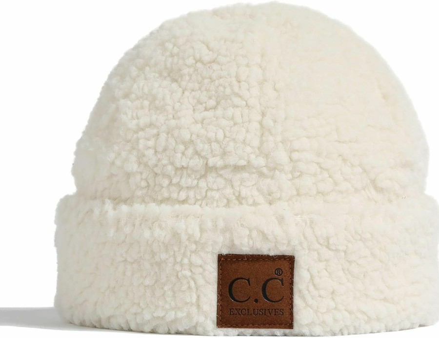 C.C C.C Sherpa Cuff Beanie Hat Suede Logo And Sherpa Mitten Gloves (Hat-008,Mt-008) Online