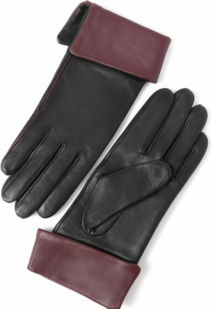 YISEVEN Yiseven Women'S Winter Genuine Sheepskin Touchscreen Leather Gloves Wool Lined Wholesale