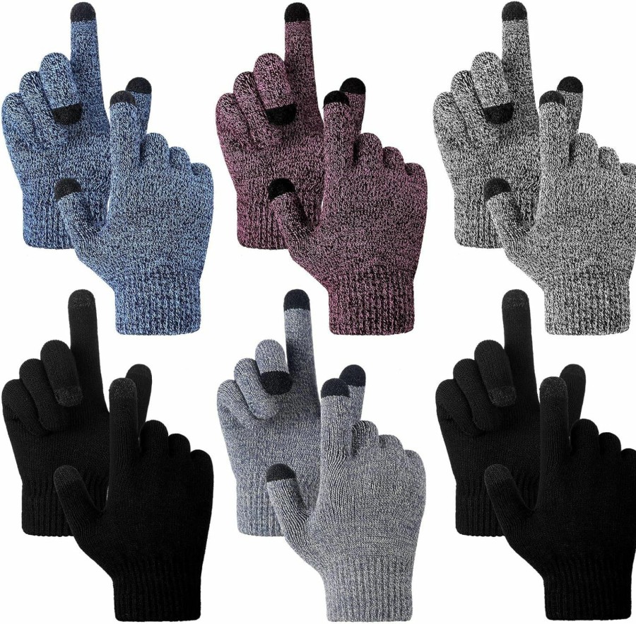 Newcotte Newcotte 6 Pairs Women'S Winter Touchscreen Gloves Warm Fleece Lined Knit Gloves Cold Weather Gloves For Men Women New