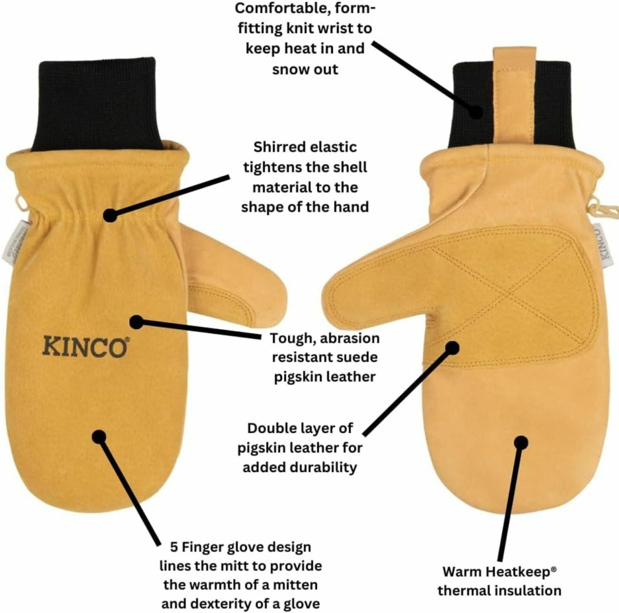 Kinco Kinco, Kin-901T, Premium Leather Work And Ski Mitt With Nikwax Waterproof Wax, Apparel Gloves New