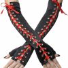 FEOYA Feoya Gothic Fingerless Gloves Steampunk Lace Up Arm Sleeves Long Elbow Arm Warmer For Cosplay Party Clearance