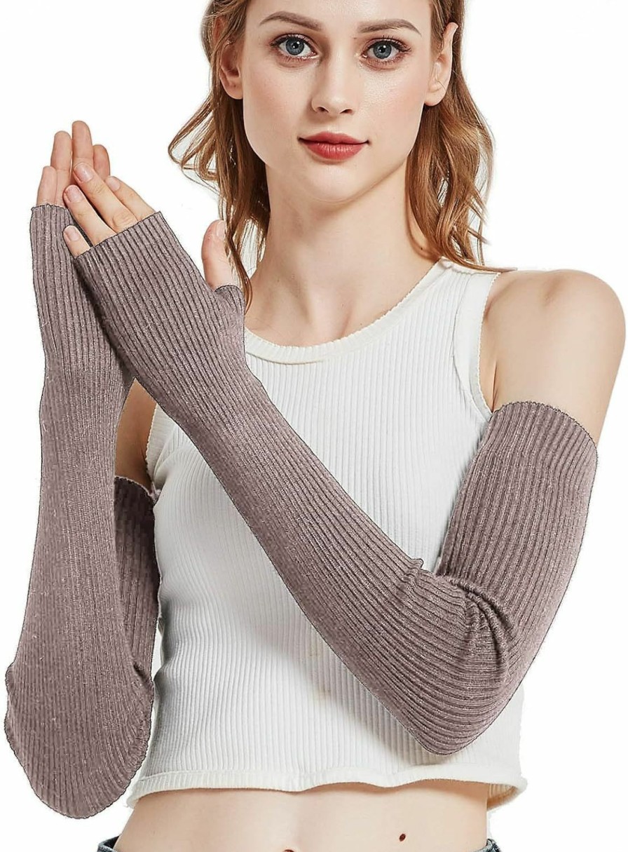 Novawo Novawo Wool Blend Warm Arm Warmers Super Soft Long Fingerless Gloves For Women Best