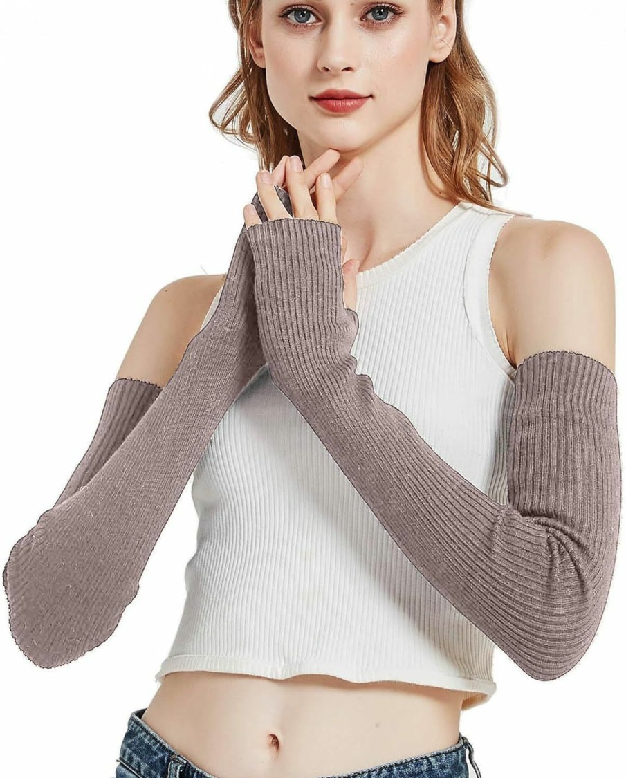 Novawo Novawo Wool Blend Warm Arm Warmers Super Soft Long Fingerless Gloves For Women Best