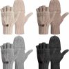 Tarpop Tarpop 4 Pairs Women Winter Convertible Gloves Fingerless Mittens Knit Flip Wool Gloves Warm Half Finger Gloves With Cover Best