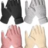 Romoc 4 Pairs Womens Winter Gloves Warm Touch Screen Knit Fleece Gloves For Women Cold Weather New