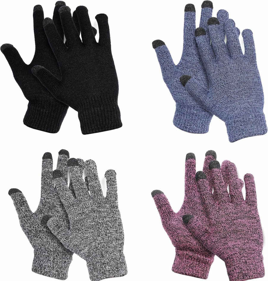 EcoNour Econour Glove For Winter | 4 Pair Snow Gloves For Women | Featured With Windproof Cuff & Warm Lining | Driving Glove With Touchscreen Utility | Gadget-Friendly Uni Gloves Best