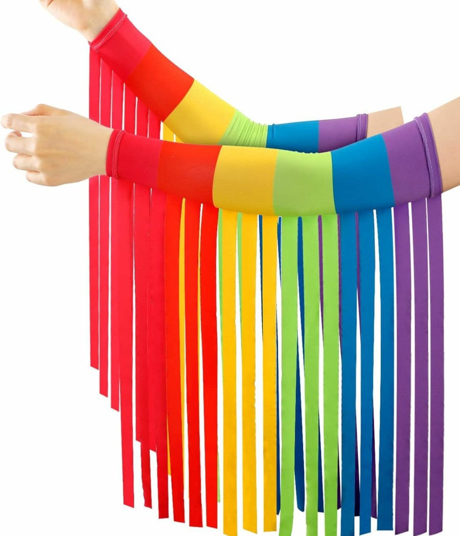 Xuhal Xuhal Gay Pride Rainbow Fringe Arm Warmer Rainbow Rave Outfits Women Fringe Warmer Rainbow Fringe Outfit For Women Men New