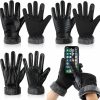 Suhine Suhine 3 Pairs Men Pu Leather Gloves For Winter, Touchscreen Driving Gloves Soft Fleece Lined Motorcycle Gloves For Men Women Cold Weather, 3 Style Hot