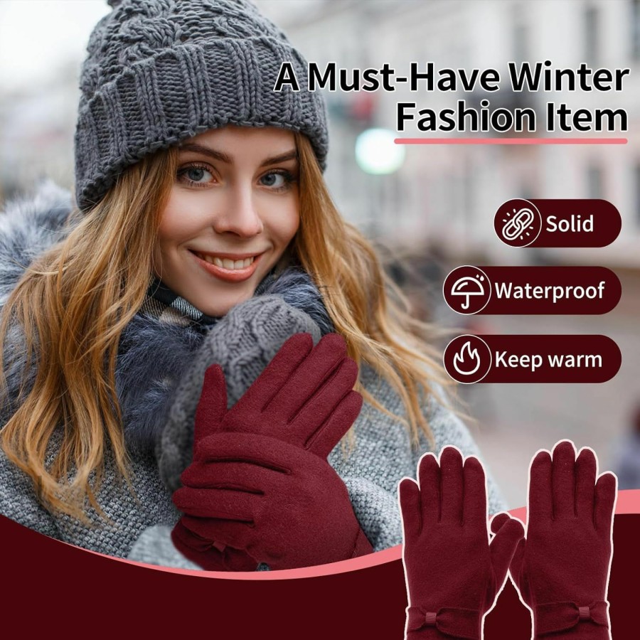 COMF-PRO Comf-Pro Winter Gloves For Cold Weather - Comfortable Womens Gloves Snow Gloves Windproof Warm Driving Gloves 2 Pairs Wholesale