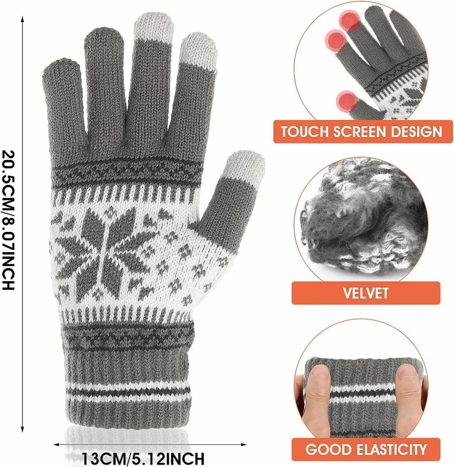 WLLHYF Wllhyf 1Pair Touch Screen Gloves Winter Snow Flower Printing Winter Thick Knitted Gloves Texting Mittens Warm Touchscreen Warm Gloves Mittens For Women Men Christmas Gifts Online