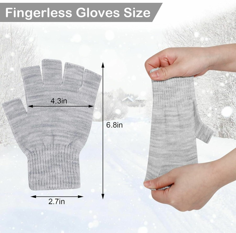 ONESING Onesing 12 Pair Half Finger Gloves Winter Warm Stretchy Knitted Fingerless Gloves Bulk Fingerless Gloves For Men Women Wholesale