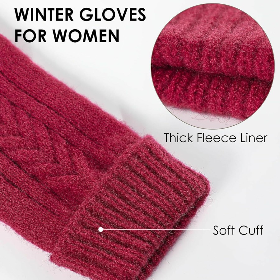 Achiou Achiou Winter Gloves For Women, Warm Touch Screen Texting Gloves, Womens Knit Glove Soft Thick Fleece Lined Wholesale