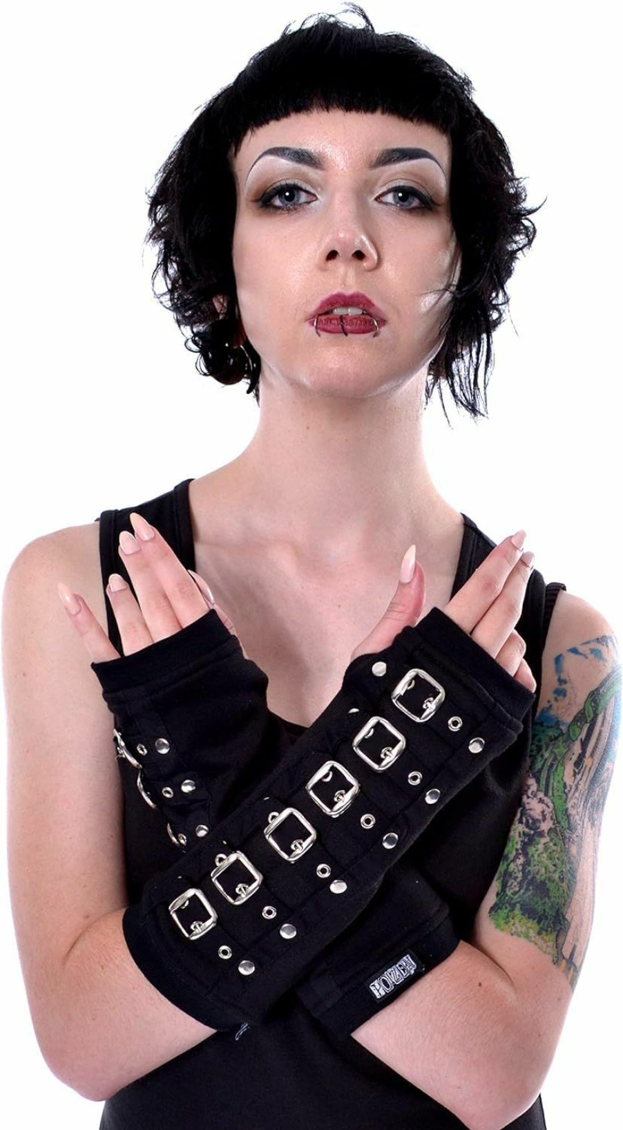 Poizen Industries Buckle Armwarmers Arm Warmers Punk Gothic Gloves - Black Online