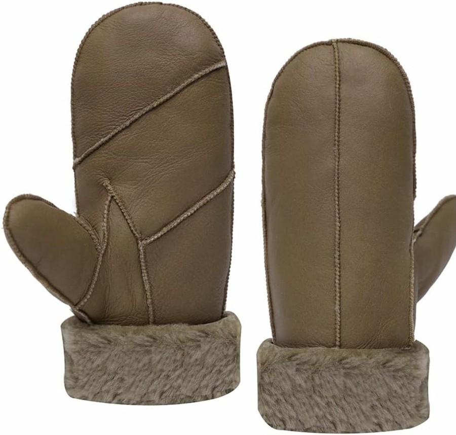 MGGMOKAY Mggmokay Women Winter Mittens Shearling Sheepskin Warm Mittens Gloves Fur Lined Leather Mittens Best