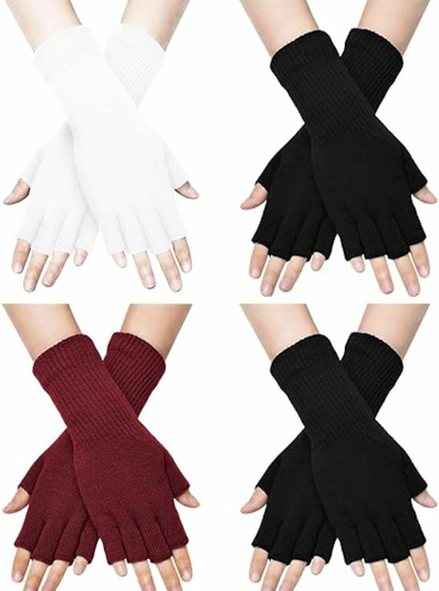 YXCXGO Yxcxgo 4 Pairs Uni Half Fingerless Gloves For Women/Men Half Finger Gloves Knit Winter Gloves Fingerless Clearance