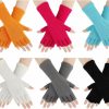 Geyoga 6 Pairs Uni Half Finger Gloves Warm Stretchy Knit Fingerless Gloves 8.6 Inches Soft Gloves For Women Men New