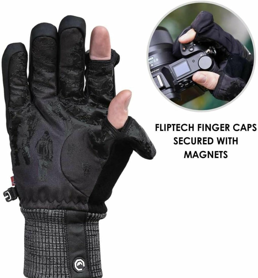 Vallerret Markhof Pro V3 Photography Glove, Black, Fliptech Finger Caps With Magnets Hot