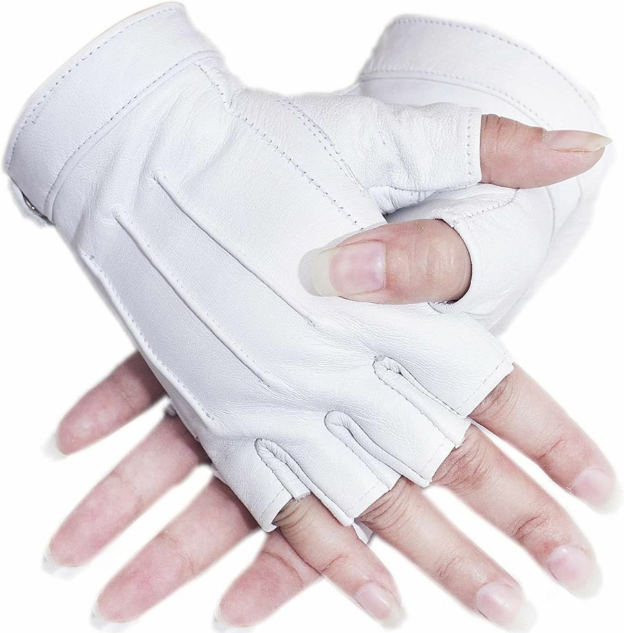 Generic Sheepskin Leather Half Finger Driving Gloves For Women Clearance