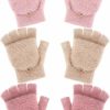 Geyoga 3 Pack Fingerless Gloves Women Winter Flip Gloves Warm Convertible Mittens Thermal Gloves Fuzzy Half Fingerless Mittens Online