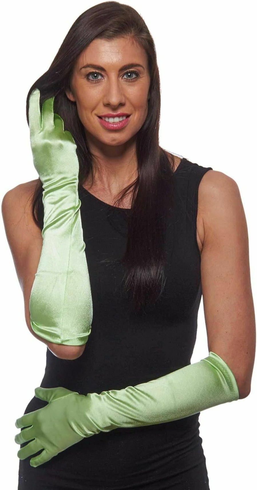 Greatlookz Fashion Over Elbow 19\" Very Long Satin Gloves, Bright Spring Green Online