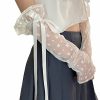 Baynoyia Baynoyia Y2K Sheer Mesh Tulle Arm Sleeves Ribbon Bow Elbow Length Lace Arm Warmers Wedding Bridal Fingerless Gloves Online