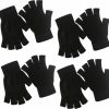 monochef Monochef 4 Pairs Half Finger Gloves Winter Knit Touchscreen Warm Stretchy Mittens Fingerless Gloves In Common Size For Men And Women,Black Wholesale