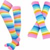 Bienvenu Bienvenu Womens Socks Striped Knee High Socks Arm Warmer Fingerless Gloves Set Clearance