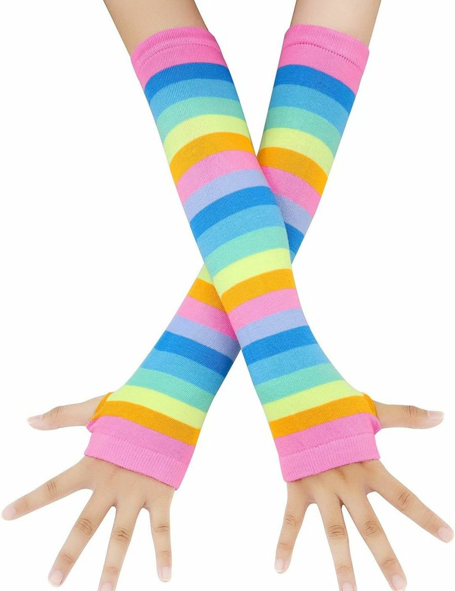 Bienvenu Bienvenu Womens Socks Striped Knee High Socks Arm Warmer Fingerless Gloves Set Clearance