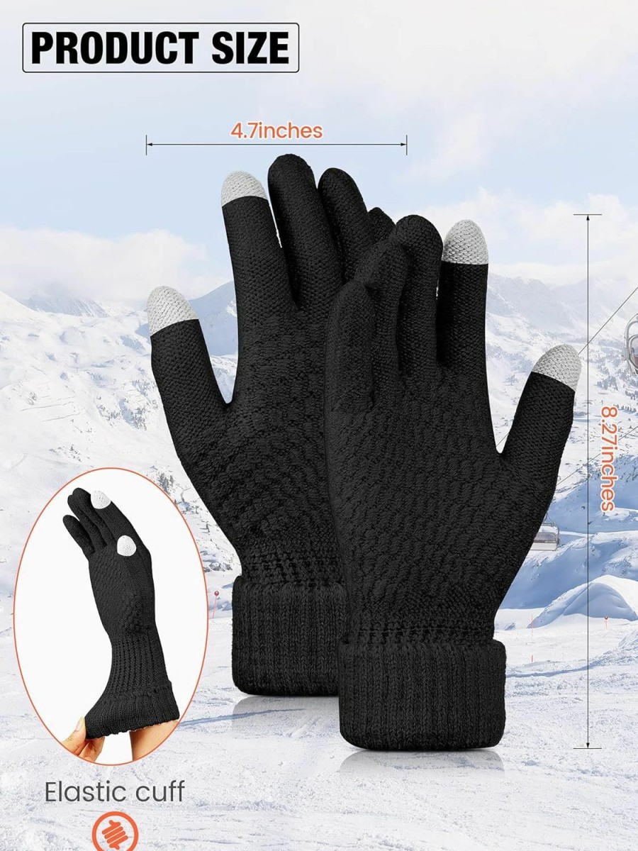 SATINIOR Satinior 6 Pair Women Winter Touch Screen Gloves Warm Fleece Lined Knit Gloves For Women Girl Best