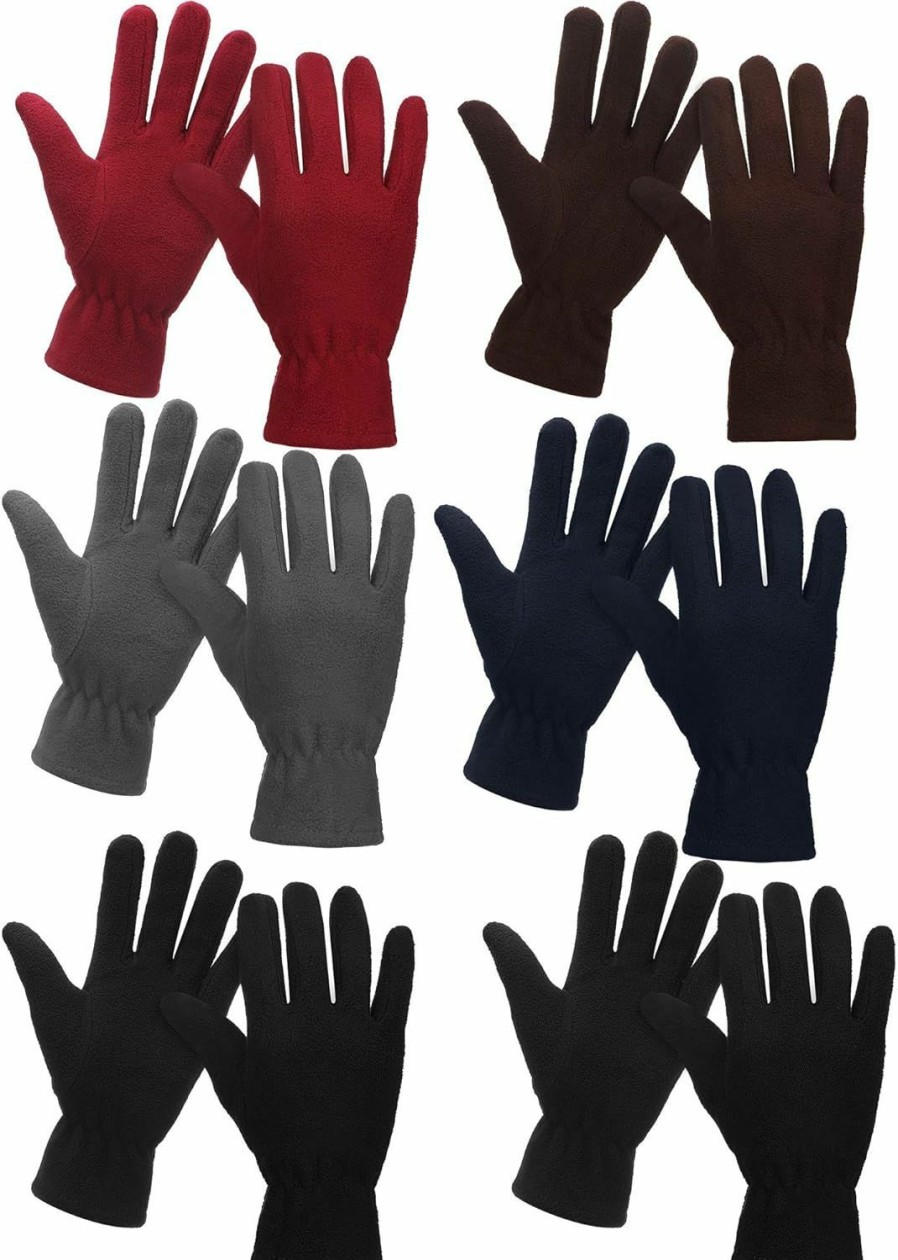 SATINIOR Satinior 6 Pairs Winter Fleece Gloves Full Fingers Warm Mittens Gloves For Women Men Wholesale