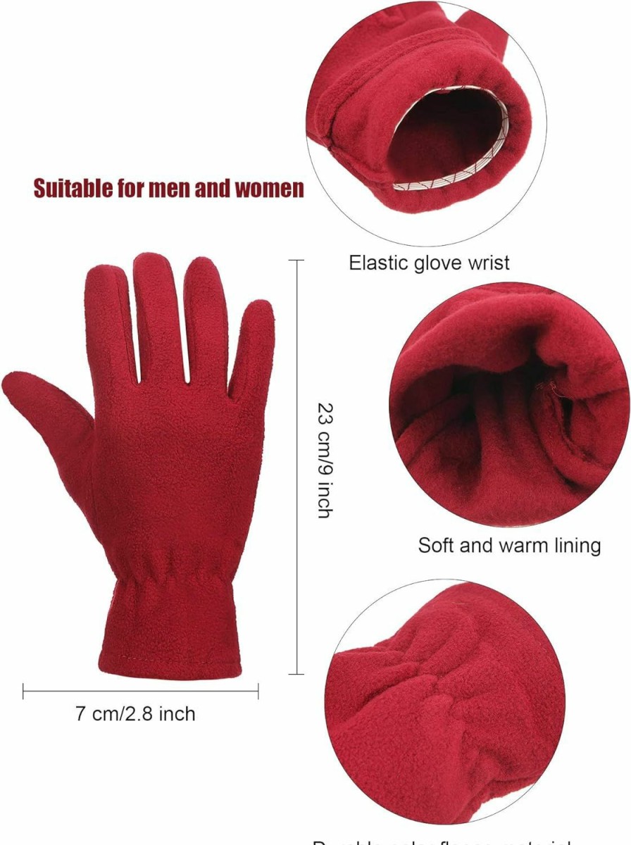 SATINIOR Satinior 6 Pairs Winter Fleece Gloves Full Fingers Warm Mittens Gloves For Women Men Wholesale