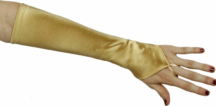 Greatlookz Cinderella Satin Fingerless Elbow Length Gloves, Gold Best