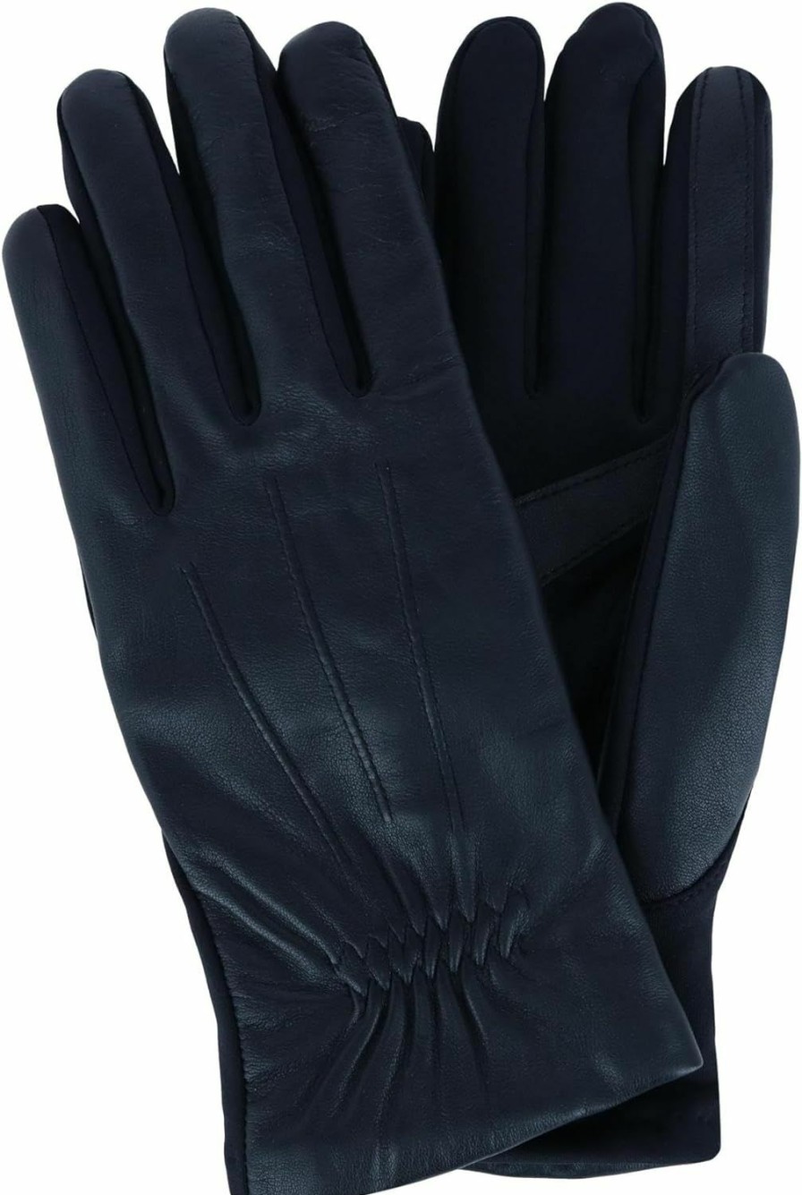 isotoner Isotoner Women'S Stretch Leather Winter Glove With Gathered Wrist, Small/Medium, Black Hot