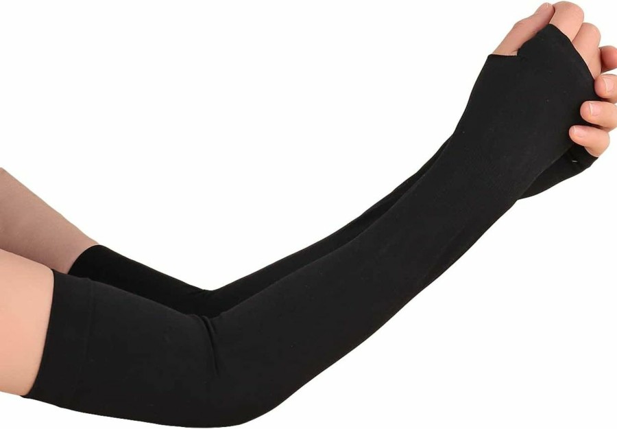 OYOANGLE Oyoangle Women'S Casual Solid Arm Sleeves Above Elbow Thumb Hole Gloves Sun Protection Compression Sleeves Online