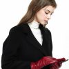 ZLUXURQ Zluxurq Womens Soft Genuine Lambskin Leather Touchscreen Winter Driving Gloves Cashmere Lined Clearance