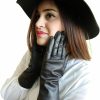 Fownes Brothers Fownes Women'S Cashmere Lined Smart Black Lambskin Leather Gloves 7.5/L Best