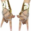 RUIXIB Ruixib Women Punk Rock Fingerless Gloves Night Club Show 3 Metal Chains Buckle Gloves New