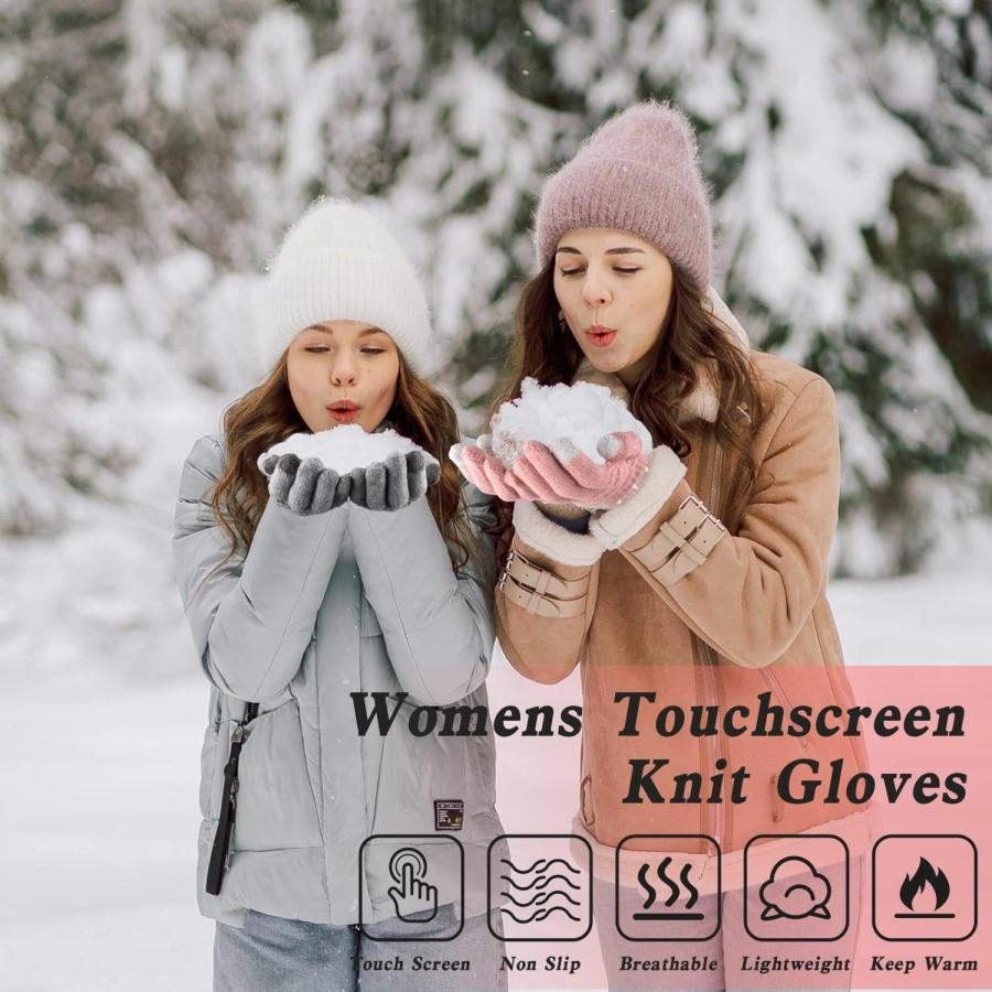 Yafeite 4 Pairs Women'S Touchscreen Winter Gloves - Fashion Knit Mittens With Thick Cuffs For Cold Weather Online