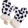 KESYOO Kesyoo Cow Print Thickened Mittens Winter Warm Gloves Plush Mittens Annimal Cows Gloves Hanging Neck Gloves Women Men Online